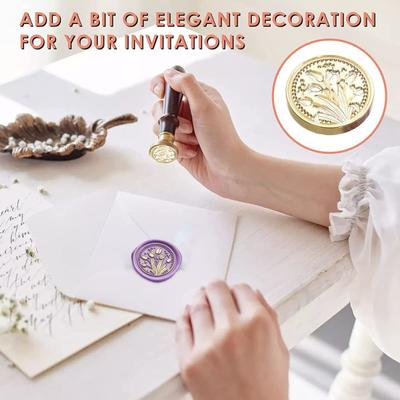 Conjunto de carimbos de cera, cabeças de carimbo de cera com cabo de madeira, vários padrões, conjunto de carimbos de cera para cartas, cartões de felicitações, presentes, decoração