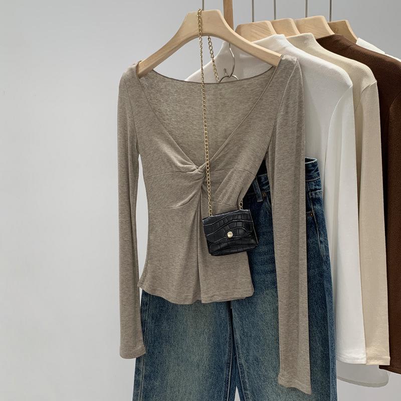 Tencel Lyocell Wool V-Neck Women s Slim Fit Top 2025 Small