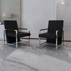 Armchairs Set of 2 with Chrome Frame Imitation Leather
