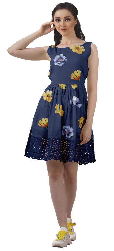 Moomaya Printed Lace Evening Mini Dress For Party Sleeveless Women Clothing