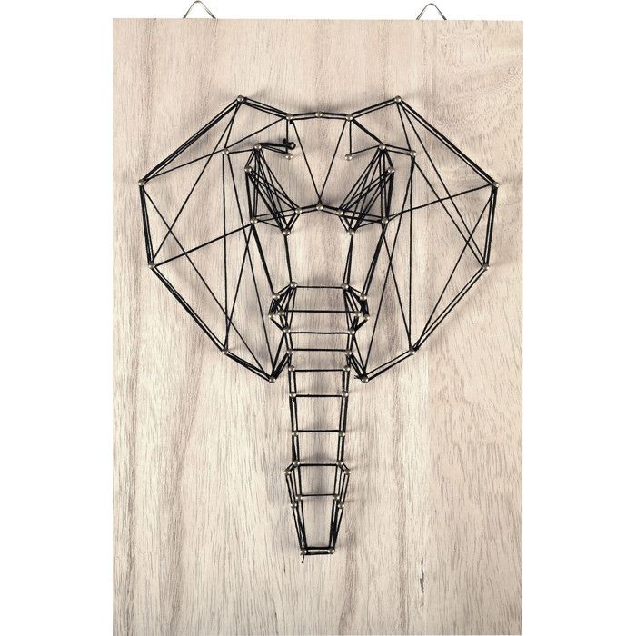 Tableau String Art - Graine Creative - Eléphant - 20 x 30 cm - Mixte - Loisirs créatifs