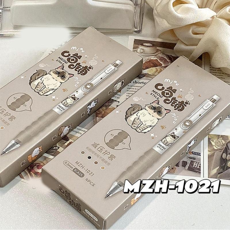 4 Pcs Retractable Gel Pen Cartoon Pet Neutral Pen Black Ink Pen Pressing Pen Writing Pen Journaling Pen for Student