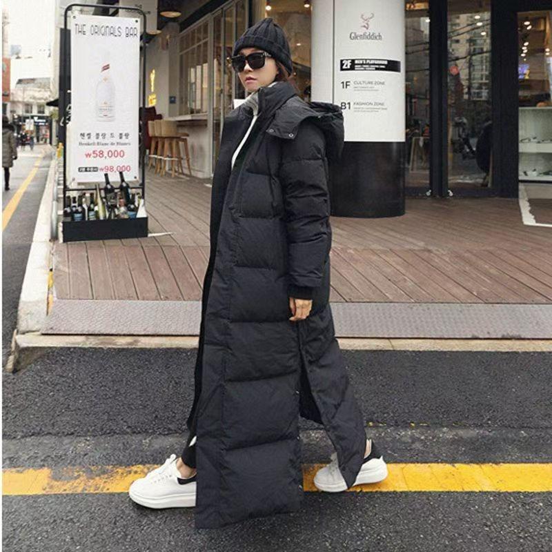 Winter Padded Clothes Women's Medium and Long Thickened Padded Jackets Loose Over the Knee Padded Jackets
