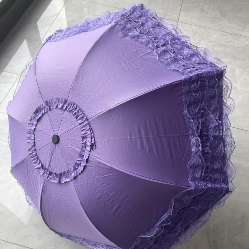 umbrella with  sun protection and sunshade, three fold student women's dual-purpose sun lace umbrella rain and sunshine