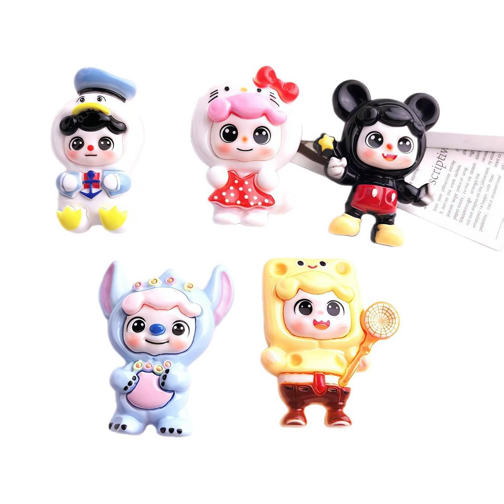 Cartoon Stitch Sea Otter & Donald Duck Resin DIY Accessories for Phone Case, Hair Clip, Ornament & Keychain