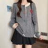 Korean Youthful Color Block Round Neck Strawberry Knit Cardigan Women Designer Sweater Top