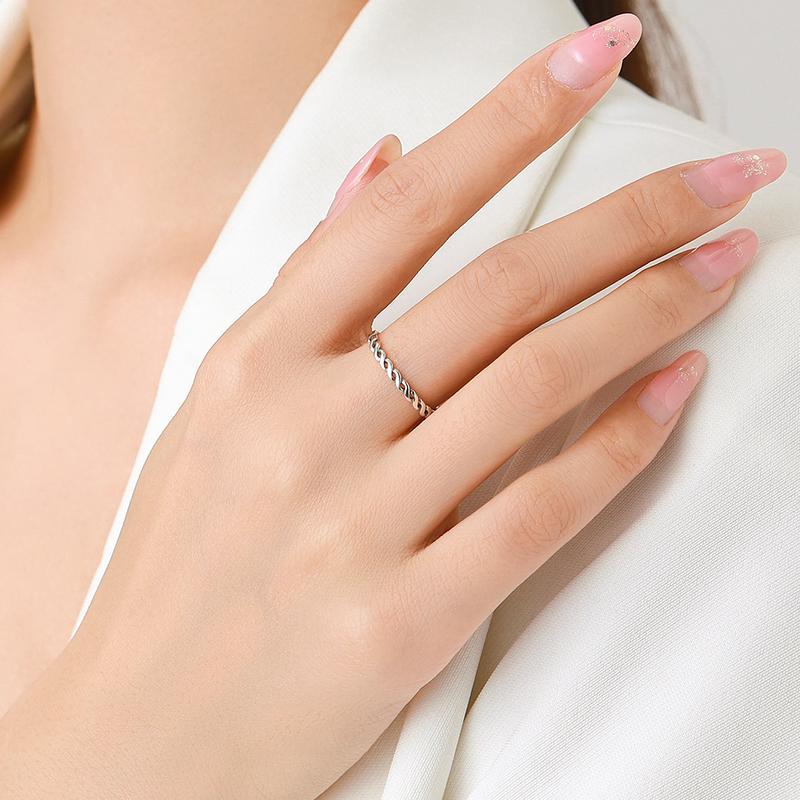 MODIAN 925 Sterling Silver Texture Twisted Thin Sackable Small Finger Ring For Women Vintage Classic Fine Jewelry Gifts