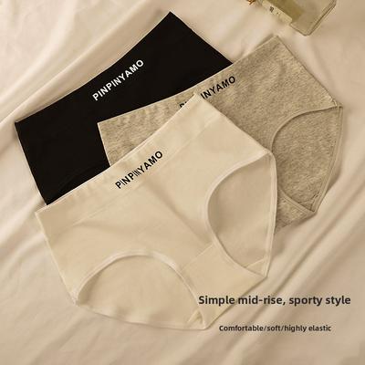Damen Frühling und Herbst Einfache Baumwolle Taille Reine Farbe Hüftform Dreieck Slips