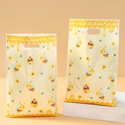 10Pcs Bee Candy Handbags Little Bee Theme Party Cookie Biscuit Packaging Box Baby Shower Bee Gift Bag Birthday Party Decor
