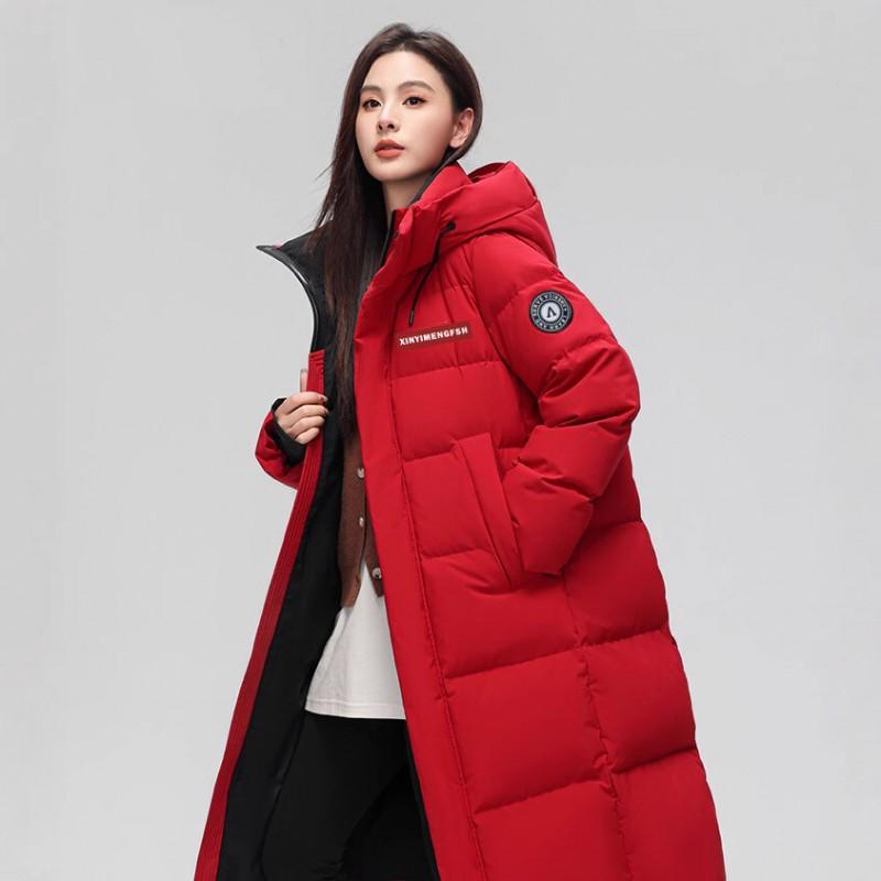 2026 Winter Warm Long Puffer Coat Couples Unisex Hooded Stand Collar Loose Fit Cotton-Padded Jacket