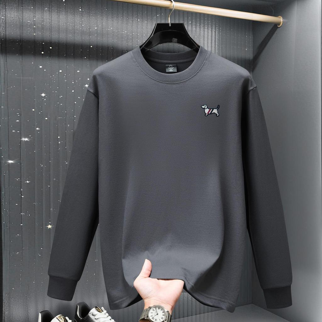 Trendy American Embroidered Puppy Men's Loose-Fit Round Neck Hoodie - Autumn/Winter Collection