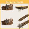 Womens Star Pattern Faux Leather Belt With Alloy Snap Buckle For Casual Wear