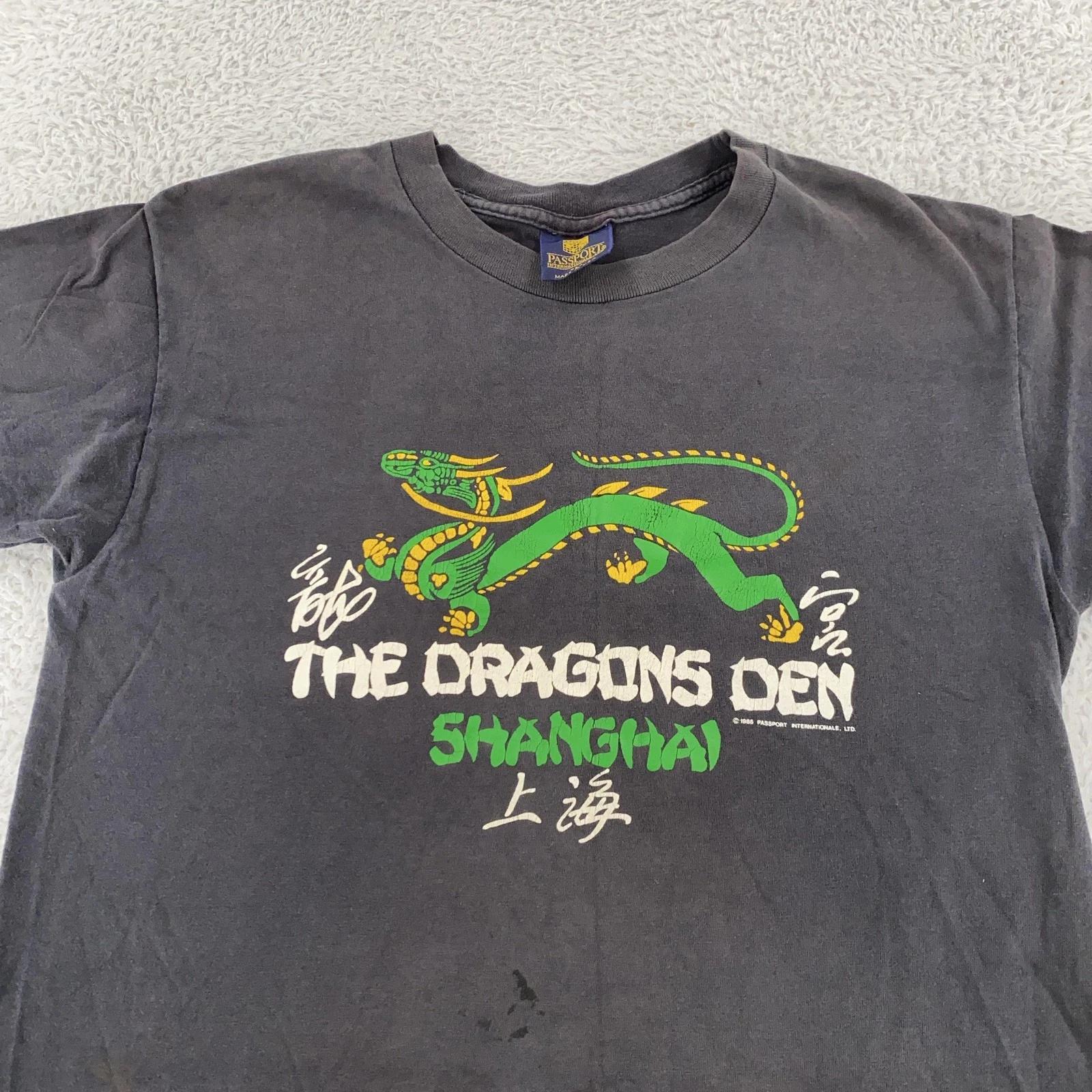 

FADED Vintage The Dragons Den Shirt Small Black Shanghai China Bar 1985 80s S