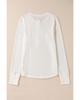 Azura Exchange White Solid Color Waffle Half Button Long Sleeve Top