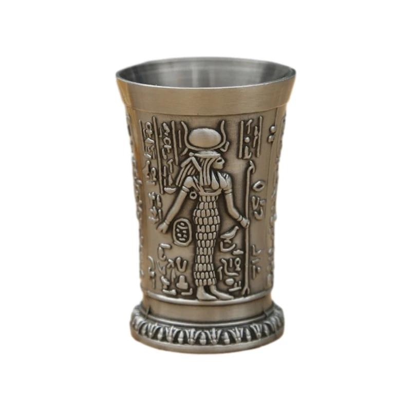 Vintage Metall Ägyptisches Weinglas Pharao Tut Gravur Kelch Metall Cocktail Whiskey Bar Becher Wasserglas Bar Heimdeko