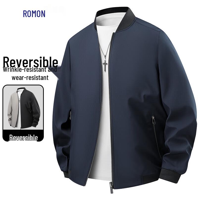 Romon Men s Windproof Wrinkle-Resistant Stand Collar Jacket XL