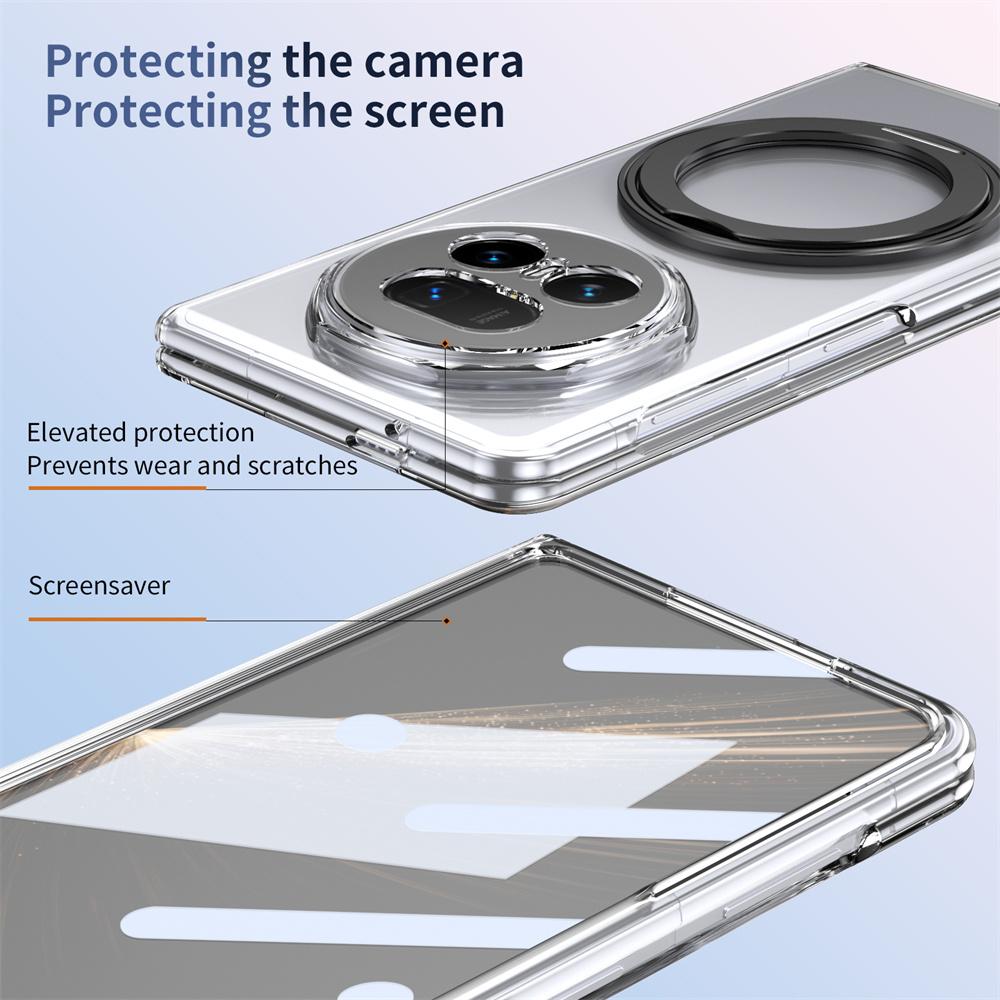 Transparent Bracket Phone Case For Honor Magic V5 MagSafe Magnetic PC Hard Shell Front Film Protective Back Cover