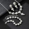 Fashionable Flower Design Rhinestones Jewelry Set Earrings Necklace Bracelet Suitable for Trendy Women Stylish Wear