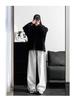Women's White Gray Striped Wide-Leg Sweatpants - New for Spring & Autumn 2024