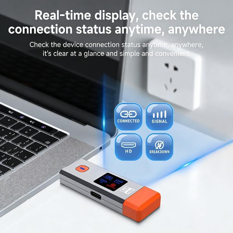 Wireless Extender with Display Screen Video Transmitter and Receiver TV Stick Dongle Adapter For PC Camera Laptop To Monitor TV