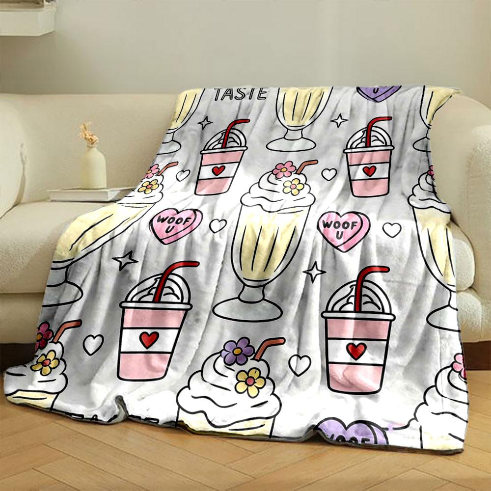 Sweets and Pastries Cartoon Printed Blanket Children Adult Blanket Soft and Warm Bedding for Sofa Outdoor Travel Cover Blanket