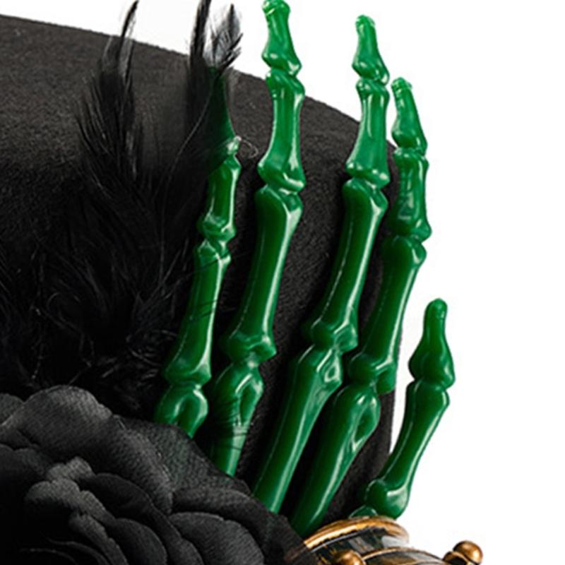 Gothic Tall Hat With Skeleton Hand Flower Decoration Gothic Theme Head Accessory Top Hat For Halloween Masquerades Event