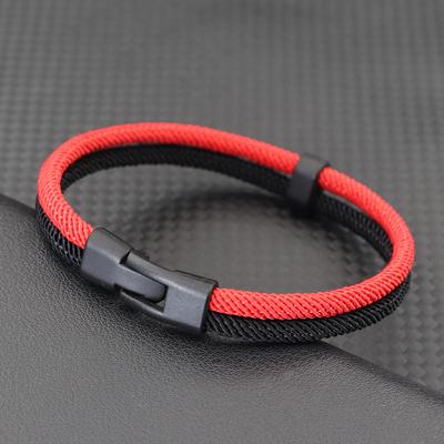 Pulsera de Doble Capa para Hombre Empalme de Dos Colores Cuerda Milanesa Deportes al Aire Libre Cuerda de Mano Trenzada Regalo para Estudiante para Él Pulseria