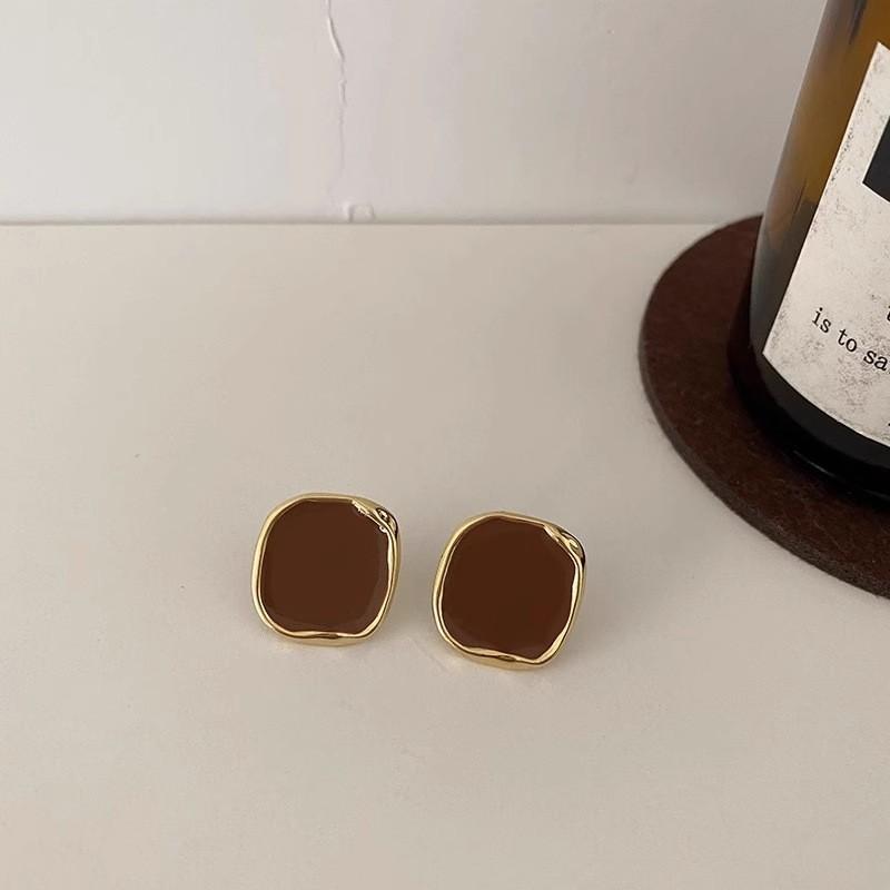 Maillard Amber Retro Hong Kong Style Earrings Women's Light Luxury High-end Niche Earrings Earrings