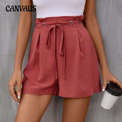 Pantalones de verano para mujer, cómodos, informales, cintura alta, pantalones cortos de Color sólido