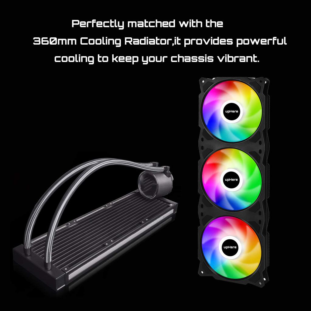 upHere 3 PC Case Fans Rainbow Color LED PWM 4PIN Connector Daisy Chain Connection 36012025mm [PF360CF4]…