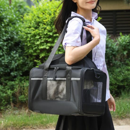 Mesh Cat Carrier Bag Pet Travel Tote with Adjustable Shoulder Strap Breathable Pet Carrier Cross Body Bag for Small Dogs Cats