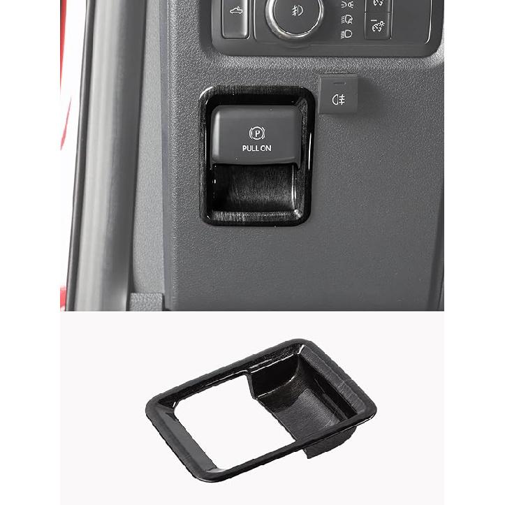 Savadicar Wood Grain Interior Accessories - Electronic Parking Brake Switch Trim Cover for Ford F150 (2021-present) - Premium Texture Interior Decor