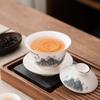 Taoyuan Yiju Goldinlay Weißporzellan Sancai Gaiwan