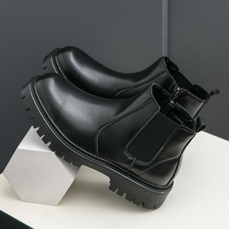 

Men s shoes autumn and winter new casual leather boots fashionable men s high-top platform leather shoes trendy retro Martin boots 38