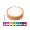 USB Rechargeable LED Coaster for Cups and Glasses, Round Wood Look Light Up Coaster for Party Table Decors