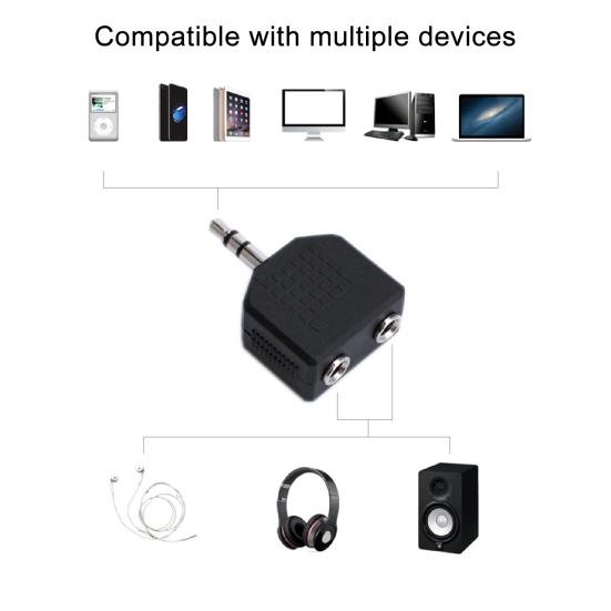 3.5mm Audio Splitter Block-shaped Stable Transmission PVC Couple Earphone Converter for Phones