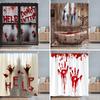 Gruselige Bluthandabdrücke Halloween Duschvorhang Gruseliger Schatten Blut Badewanne Polyester Duschvorhänge Badezimmerdeko mit Haken