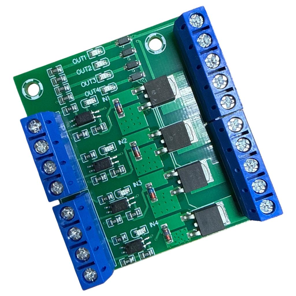 4 Channel MOSFET Pulse Triggers Switches 4-20V to 3.7-27V Driver Board 4 Way PLC Amplifier Board Driver Controller Board