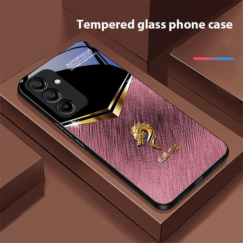 Liuli Black Dragon For Samsung Galaxy A15 5G 54 4G 51 50 24 35 90 71 12 51 53 52S 80 22 34 Black Tempered Glass Phone Case
