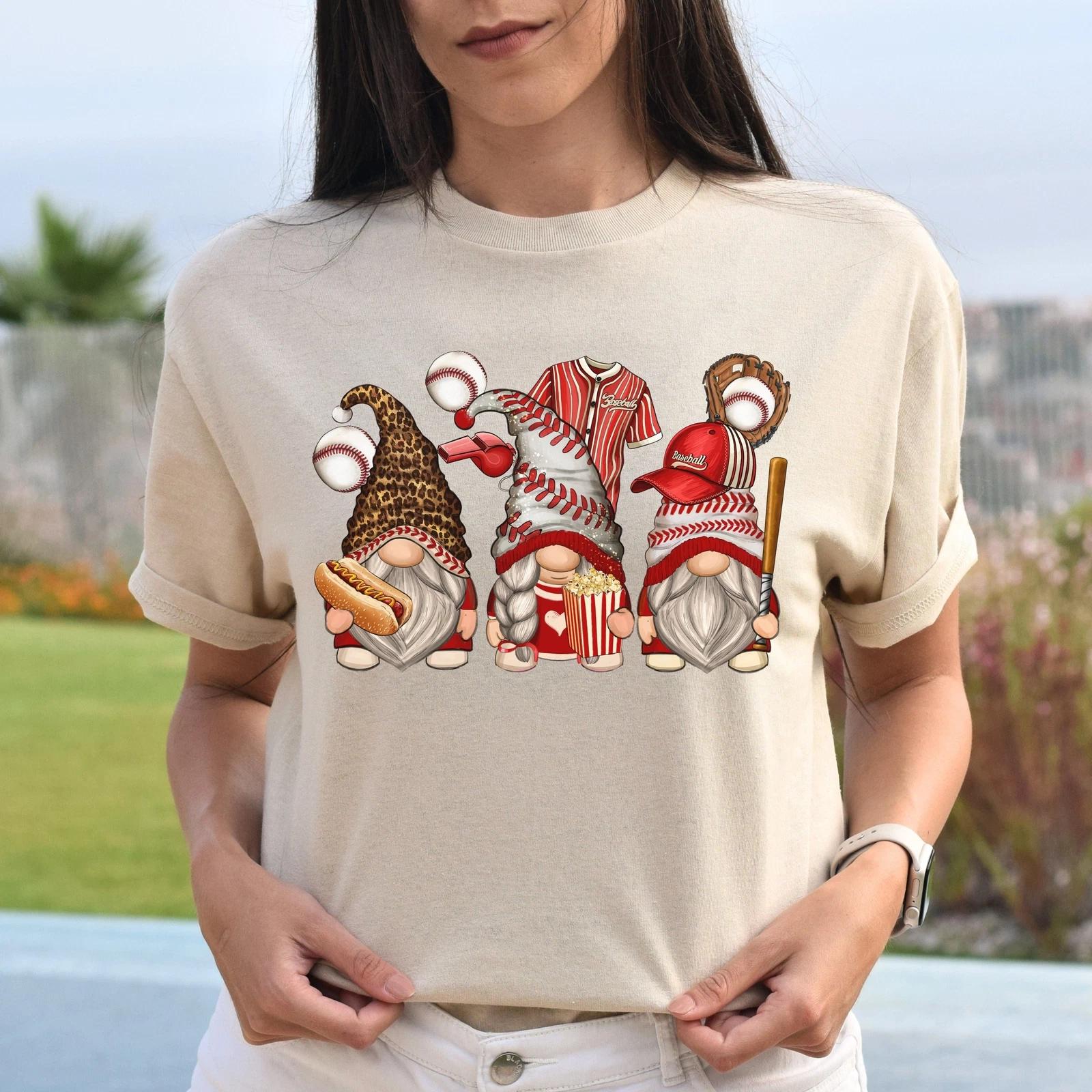 Baseball Gnomes Unisex shirt baseball player Christmas gift White Sand L