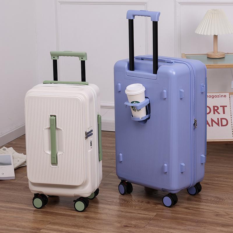 Expandable Cross-Border Sports Suitcase with Silent Wheels & Cup Holder for Men & Women
