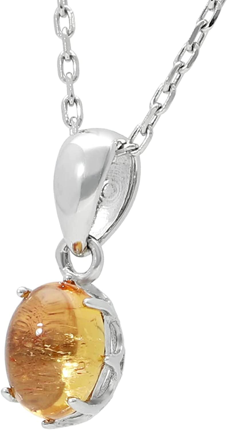 

Lucianna Natural Imperial Topaz Necklace Azuki Natural Stone 925 Silver November Birthstone Pendant Cabochon Power Stone [Luciana] (4-sided 45cm)