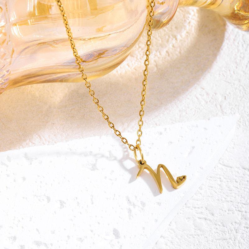 Elegant Titanium Steel Letter Necklace for Women - 2026 Clavicle Chain English Letter Pendant Jewelry