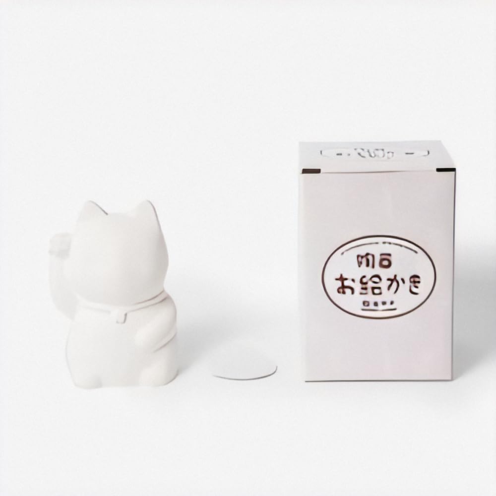 Yakushi Kiln Drawing Maneki-neko (Right Hand Raised) (Piggy Bank) (With Good Luck Sticker)