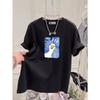 Cartoon Printed Short-sleeved T-shirt for Women In Summer New Fashionable Age-reducing Large-shoulder Pure Cotton Top