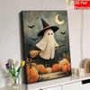 Frameless Pearl Painting Kit Cute Ghost Witch Moon Pumpkin Pattern DIY Shiny Bead Canvas Creative Leisure Craft Gift for Adults