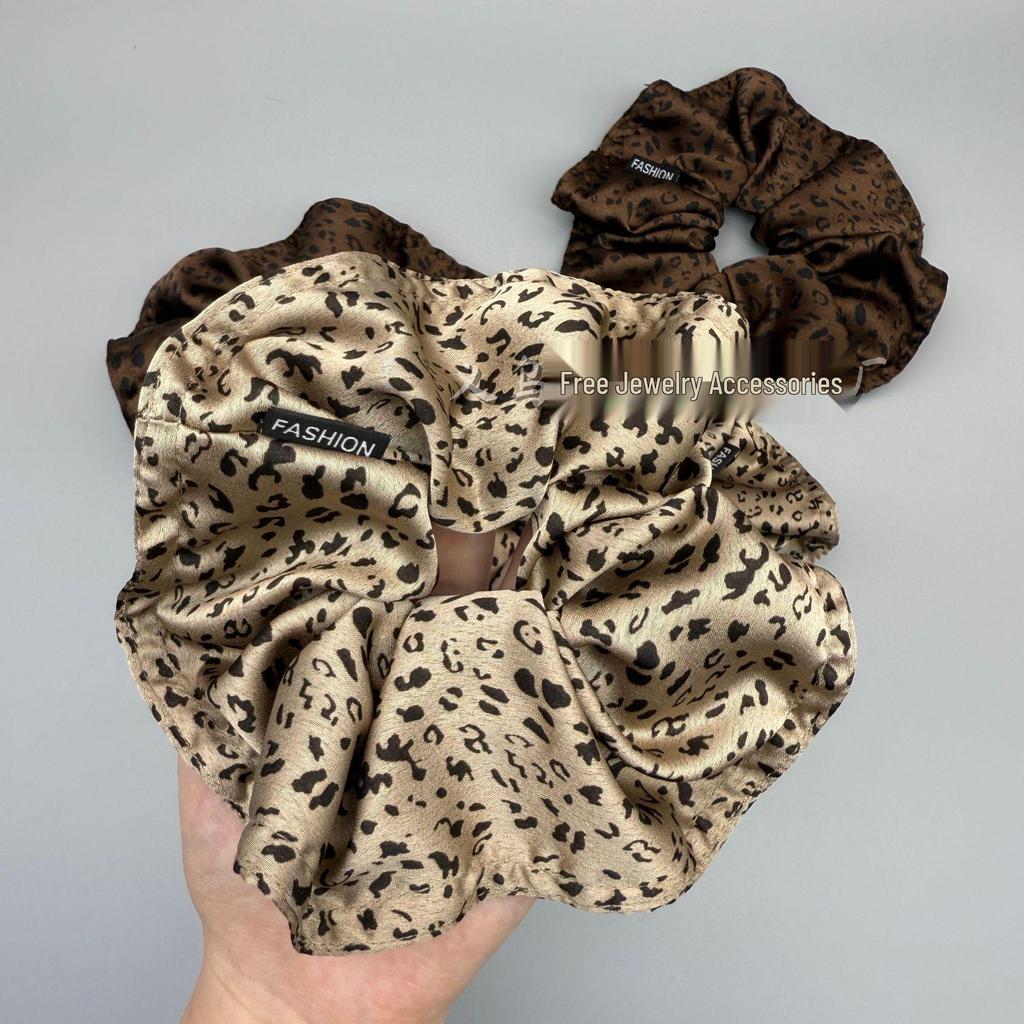 Leopard Print Satin Oversized Scrunchie Hair Accessory