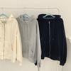 Loose Hoodies Women Autumn Winter  New Casual Long Sleeve Zip Up Hoodie Chic Vintage Solid Draw String Sweatshirt