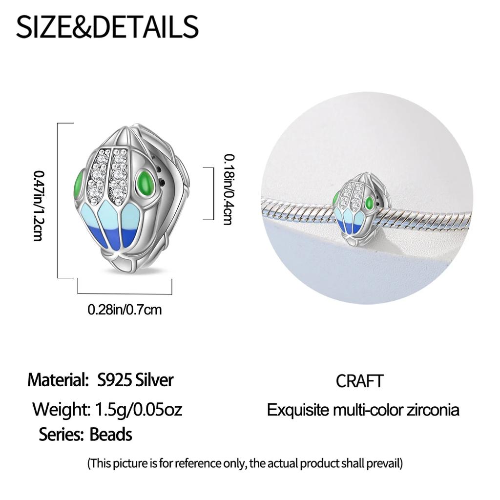 Copper Charms Original Snakehead Beads Fit Bracelet Jewelry Diy Lady'S Gift Accessory