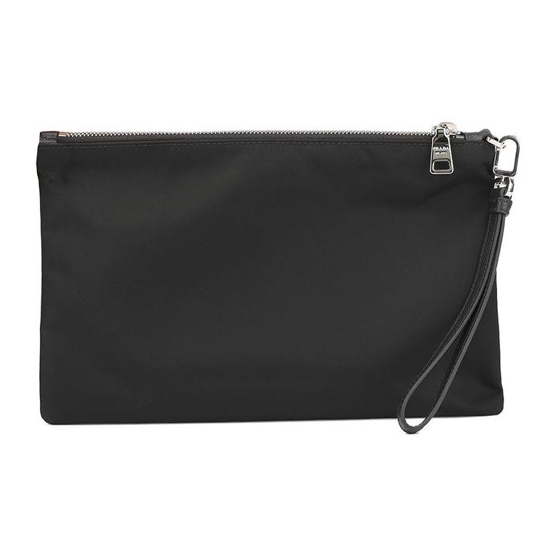Prada Saffiano Emaille Dreieck Metall Logo Kosmetiktasche Herren Kosmetiktasche Schwarz 2NH006-064-F0002